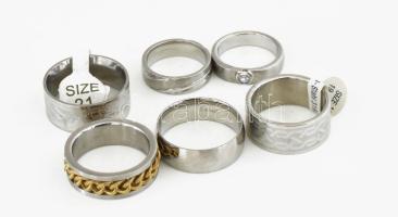 6 darab acél gyűrű, klf mintákkal és klf méretben, újszerű