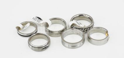 6 darab acél gyűrű, klf mintákkal és klf méretben, újszerű