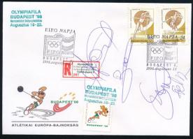 1998 Atlétikai Európa-Bajnokság Budapest FDC, rajta magyar sportolók aláírásával