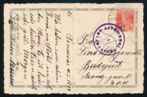 1919 Képeslap temesvári cenzúrával