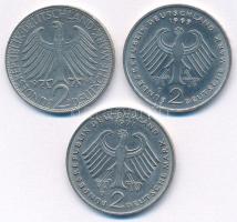 NSZK 1966D 2M Cu-Ni "Max Planck" + 1969G 2M Ni "Konrad Adenauer" + 1971D 2M Ni &...