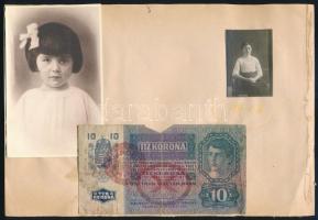 1914 Makó, a Makói DMKE Ifjúsági Leány-Egyesület által kiállított oklevél, hátoldalán ráragasztott k...