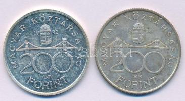 1992. 200Ft Ag "MNB" + 1994. 200Ft Ag "Deák" T:AU,XF patina Adamo F13, F13.1