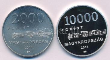 2014. 2000Ft Cu-Ni-Zn "Egressy Béni születésének 200. évfordulója" kapszulában + 10.000Ft Ag "Egressy Béni születésének 200. évfordulója" kapszulában T:BU,PP Adamo EM270, EM271