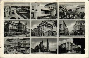 1942 Szeged, mozaiklap 9 képpel: Dóm, híd, színház. G. H. kiadása (EK)