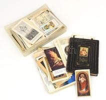 Kis doboznyi vallásos papírrégiség tétel, közte sok szentképpel