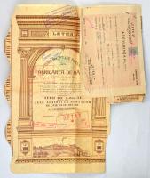Románia 1938. "Prima Societate Romana pentru Fabricarea de Hartie (Az első román papírgyártó társaság)" részvénye 5000L-ről szelvényekkel, bélyegzésekkel, igazolással T:F Romania 1938. "Prima Societate Romana pentru Fabricarea de Hartie (The First Romanian Paper Manufacturing Society)" share about 5000 Lei with coupons, cancellation, certificate C:F