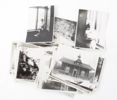 61 db az első világháború idején készült fénykép '30-as évekbeli előhívása, mindegyik dátumozva, közte erdélyi, román front, Szlanikfürdő, stb., 8×11 cm