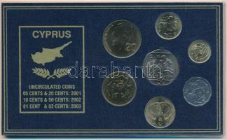 Ciprus 1983-2003. 1c-50c (7xklf) forgalmi összeállítás műanyag dísztokban T:UNC,AU Cyprus 1983-2003. 1 Cent - 50 Cents (7xdiff) coin set in plastic case C:UNC,AU