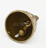 Női alakot formázó asztali bronz csengő, m: 9 cm