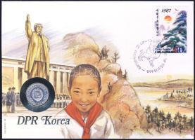 Észak-Korea 1959. 10Ch bélyeges érmés borítékon alkalmi bélyegzéssel, ismertetővel T:1