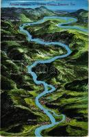 Alduna, Vaskapu, térkép / Untere Donau, Eisernes Tor / Danube river map in Lower Danube region, Transylvania (kopott sarkak / worn corners) + "Utazzunk M.F.T.R. magyar hajón!"