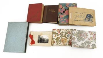 8 db vegyes kis fotóalbum, emlékalbum, családi és egyéb képekkel, az egyik üres