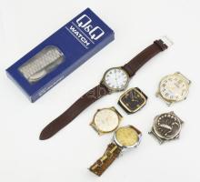 7 db vegyes férfi karóra, változó állapotban, közte sérült is