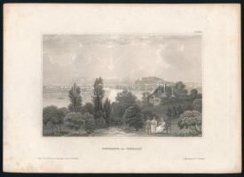 cca 1850 Újvidák látképe, Neusatz in Ungarn, acélmetszet, papír, Hildburghausen, Kunstanstalt des Bi...