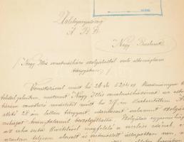 1896-97 Torontáli Helyi Érdekű Vasúttal (THÉV) kapcsolatos 3 db irat, egyik lyukasztott