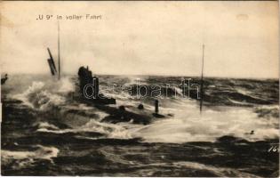 1915 U-9 in voller Fahrt / WWI German Navy (Kaiserliche Marine) SM U-9 submarine (fl)