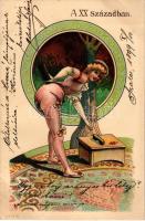 1899 (Vorläufer) A XX. században / Art Nouveau lady art postcard. E. A. Schwerdtfeger &amp; Co. litho (EK)