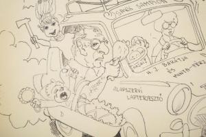 Jó utat kíván a Stúdió - karikatúra, 15,5x21,5 cm