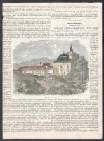 1861 Mária-Besnyő (Máriabesnyő) látképe, színezett rotációs fametszet, papír, jelzés nélkül. Vasárnapi Újságból kiemelt, 14x19,5 cm