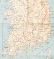cca 1946-1950 Korea térképe, Bp., Offset-ny., hajtva, kisebb sérülésekkel, kissé foltos, 83x58 cm