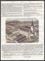 cca 1861 Nagyenyedi főiskola (Erdély), színezett rotációs fametszet, papír, jelzés nélkül. Vasárnapi Újságból kiemelt, 14,5x20 cm