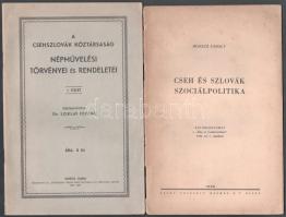 2 db - Dr. Sziklay Ferenc: A Csehszlovák Köztársaság népművelési törvényei és rendeletei + Hosszú Károly: Cseh és szlovák szociálpolitika. Kiadói papírkötés, jó állapotban.