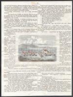 cca 1861 Ecsedi tó és régi vára, színezett rotációs fametszet, papír, jelzés nélkül. Vasárnapi Újságból kiemelt, 10x14 cm