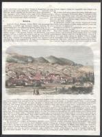 cca 1861 Kőszeg (látkép), színezett rotációs fametszet, papír, jelzés nélkül. Vasárnapi Újságból kiemelt, 13x23 cm