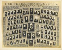 1930 DDSG Club tablófotó (Club der Maschienbetriebsleiter der I. D.D.S.G.), jelzés nélkül, 30x38 cm