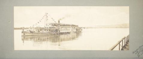 cca 1916-18 Franz Joseph I DDSG hajó a Dunán, keményhátú fotó, M. Strobl Bécs felvétele, feltehetően...