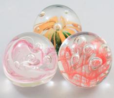 Murano 3 darab levélnehezék, klf belső színezéssel, m: 5,5-6 cm