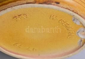 Padlóváza, német iparművész kerámia plasztikus díszítésekkel, jelzett, hibátlan. 41 cm