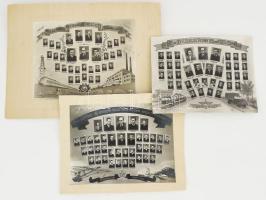 1954-1955 Nagykanizsa 20. sz. Gépipari Technikum 3 darab tablóképe