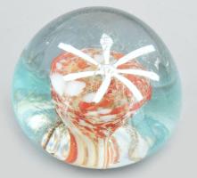 Murano antik hutaüveg levélnehezék. Kopással, d: 6 cm