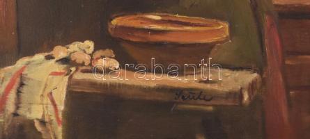 Szüle Péter (1886-1944): Lányka. Olaj, vászon, jelzett. Dekoratív, sérült fakeretben, 50×40 cm