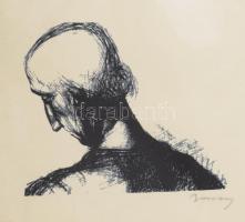 Barcsay Jenő (1900-1989): Portré tanulmány. Szitanyomat, papír, jelzett, 11×13,5 cm