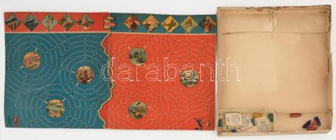 cca 1940-1945 magyar katonai kémelhárítós társasjáték, hiányos, de ritka