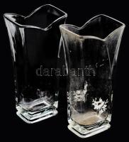 2 db üveg váza, csiszolt 23 cm