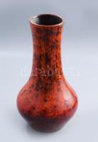 Retro mázas kerámia váza, száján apró mázhibával 32 cm