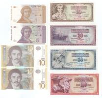 Jugoszlávia 1968-1986. 10D - 100D (4xklf) + Horvátország 1991. 1D + 5D + Szerbia 2006-2013. 10D (2xklf) T:UNC-AU Yugoslavia 1968-1986. 10 Dinara - 100 Dinara (4xdiff) + Croatia 1991. 1 Dinara + 5 Dinara + Serbia 2006-2013. 10 Dinara (2xdiff) C:UNC-AU