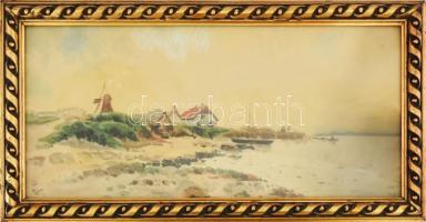 B. Mone 1916 jelzéssel: akvarell, papír. Jelzett, dekoratív keretben 21x42 cm