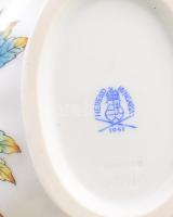 Herendi Viktória mintás fedeles kínáló, sárga rózsa fogóval, jelzett, rózsán kis sérüléssel, 17x13 c...