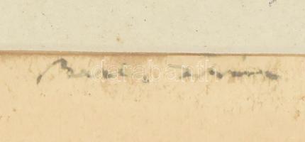 Barta István (1892-1976): Kompozíció 1904. Akvarell, papír. jelzett, üvegezett keretben 16x13 cm