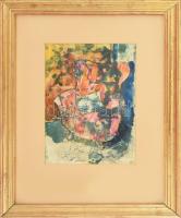 Barta István (1892-1976): Absztrakt kompozíció 1970. Akvarell, papír. jelzett, üvegezett keretben 27x20 cm