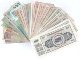 Vegyes 25db-os külföldi bankjegy tétel, közte Lengyel, Szlovén, Szerb, Horvát de főként Jugoszláv ba...