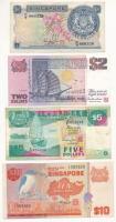 Szingapúr 1967-1998. 1$ - 10$ (4xklf) T:F, közte szép papír Singapore 1967-1998. 1 Dollar - 10 Dollars (4xdiff) C:F, in it fine paper