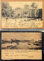 105 darabos régi Budapest képeslap gyűjtemény berakóban, benne lithok is / 105 pre-1945 Hungarian town-view postcards: Budapest