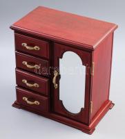 Zenélő ékszeres doboz, szekrény formájában. 20x22 cm