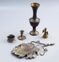 5 db fém tárgy váza, tálka, stb 21 cm-ig